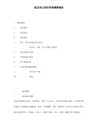 武汉沌口项目市场调研报告