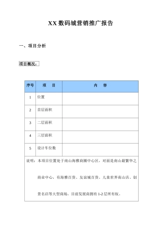 某数码城项目定位与营销推广报告