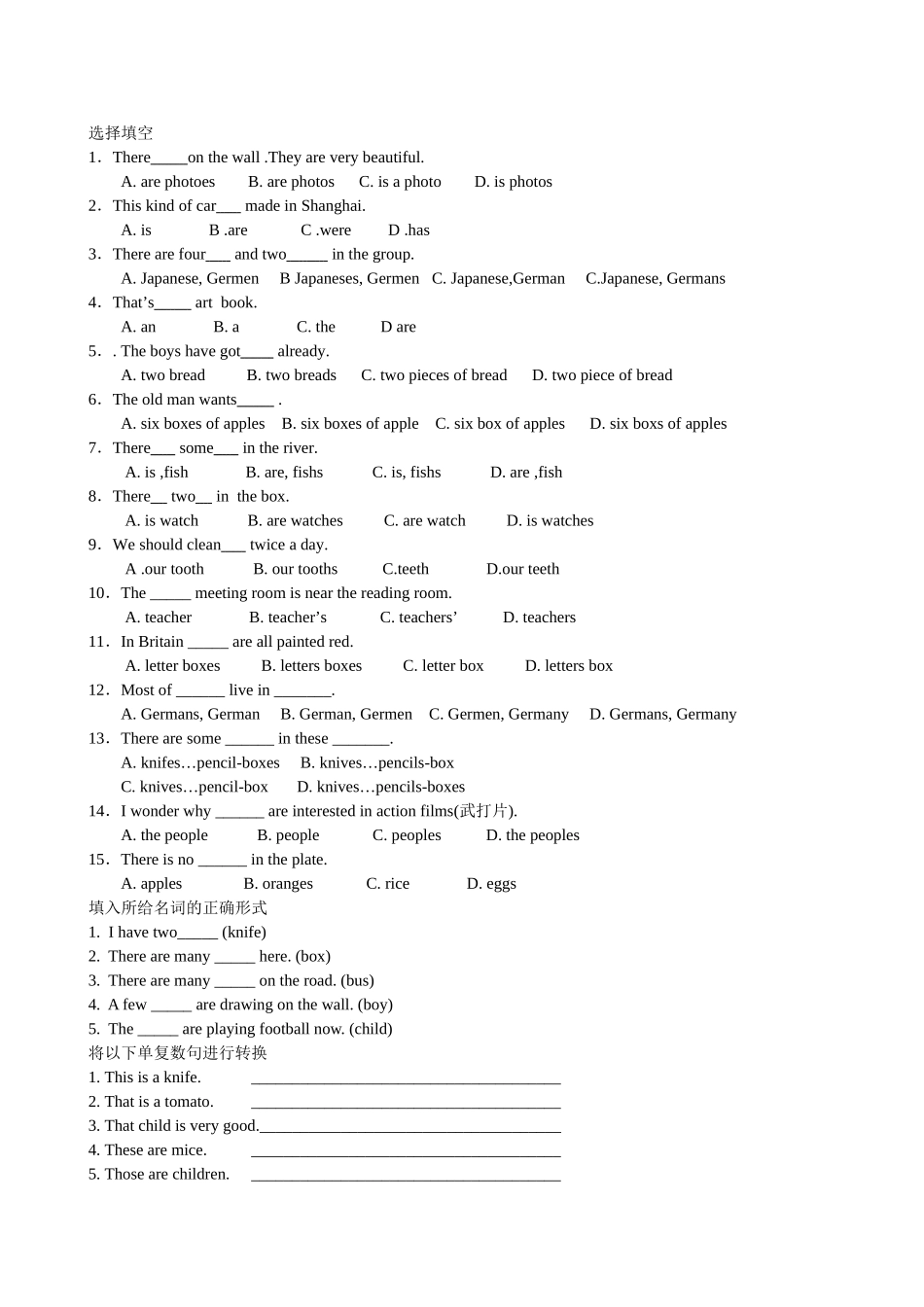 七年级上英语复习资料——语法（一）_第2页