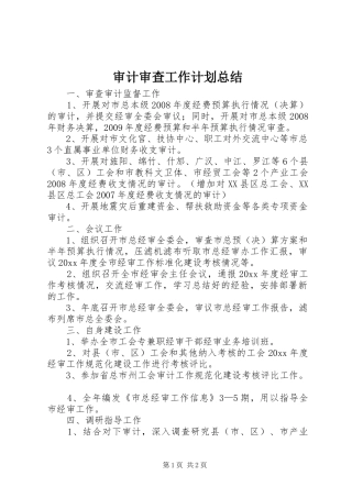 审计审查工作计划总结