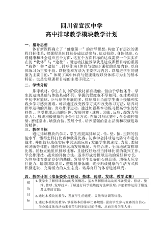 排球模块计划