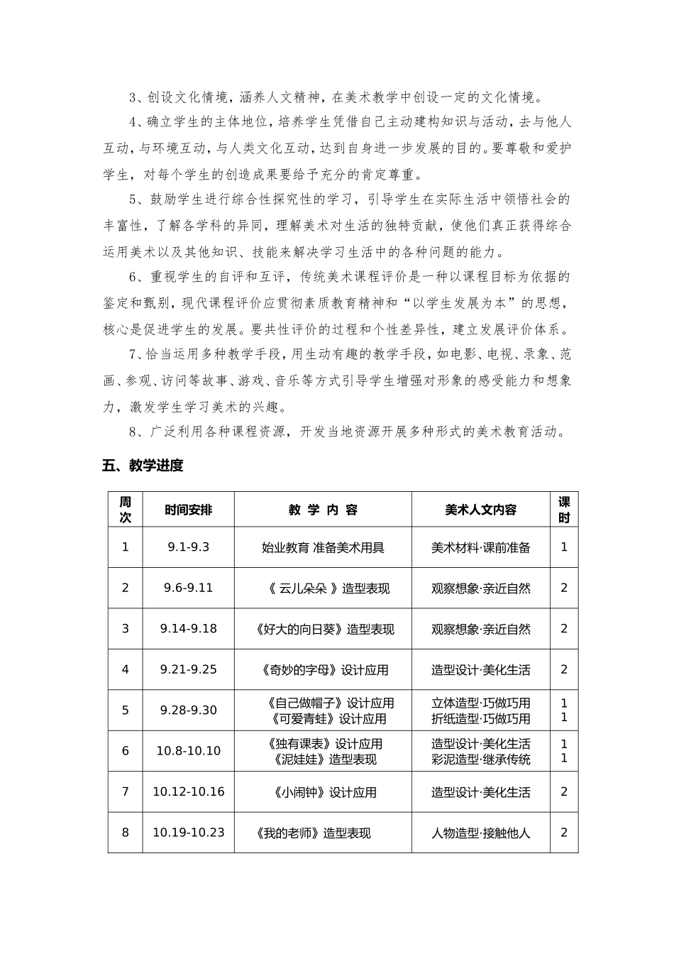 浙美版小学二年级上册美术教学计划及进度表_第3页