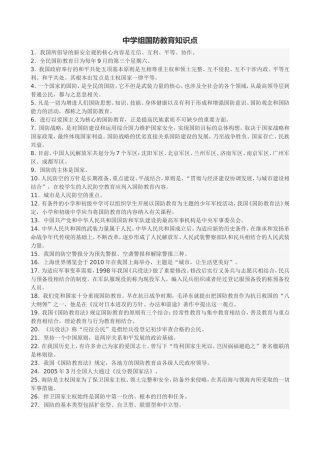中学组国防教育知识点