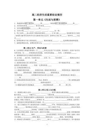 经济生活考点背诵