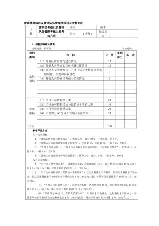 营销队伍管理考核以及考核方法