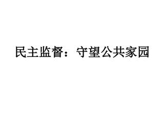 民主监督：守望公共家园