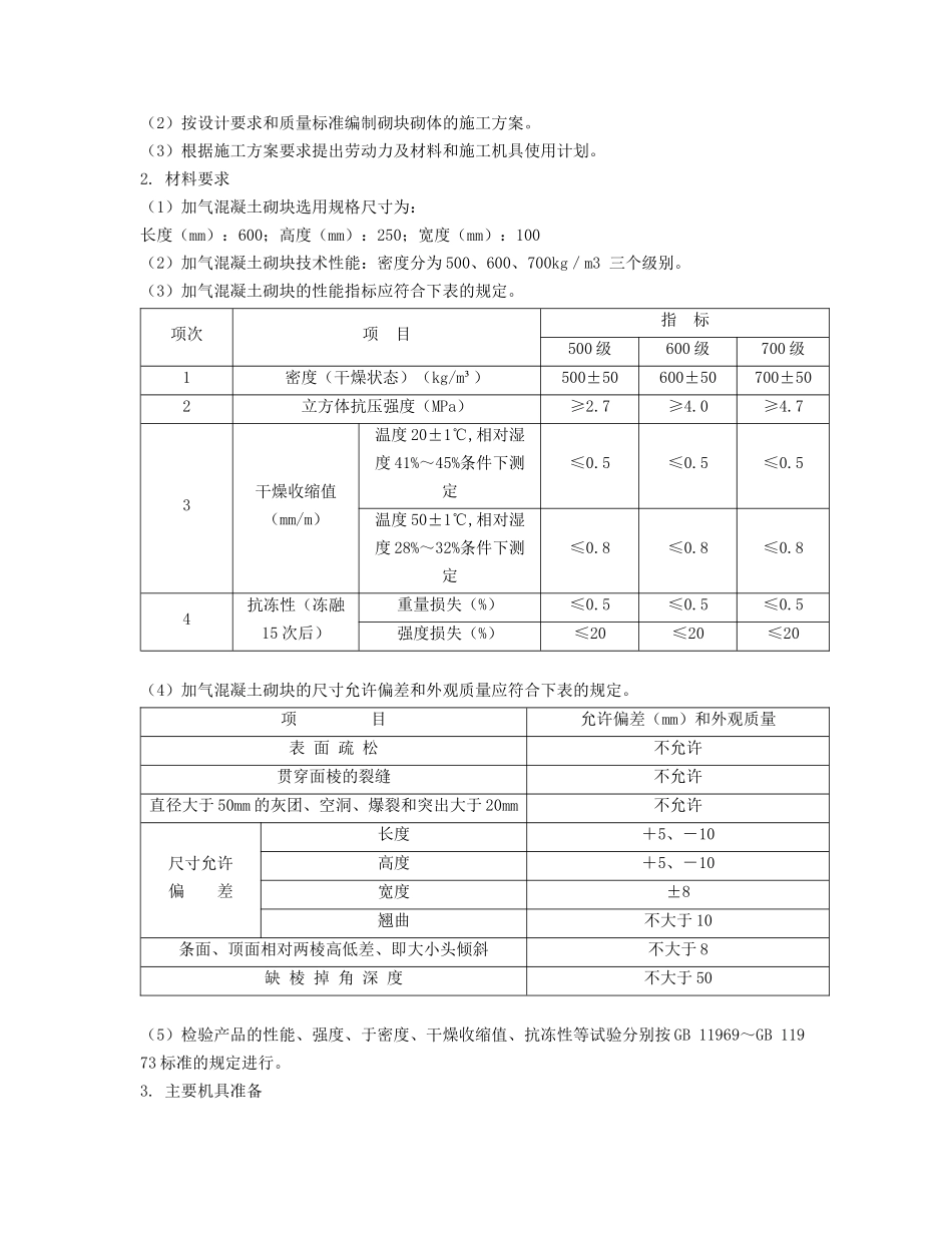 加气混凝土砌块墙体施工方案_第2页
