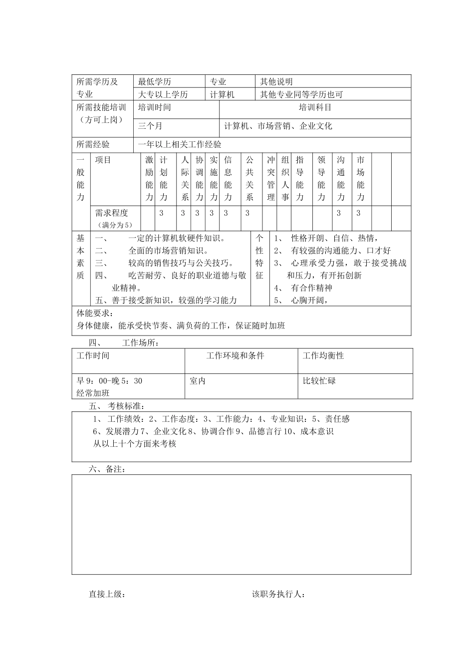 客户中心职务说明书（客户支持）_第2页