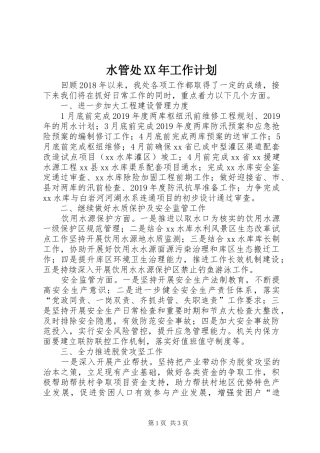 水管处XX年工作计划