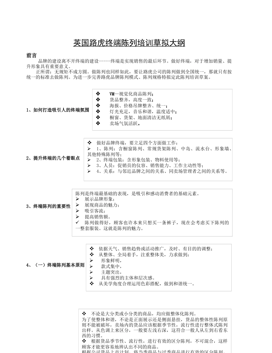 终端店铺陈列培训大纲框架_第1页