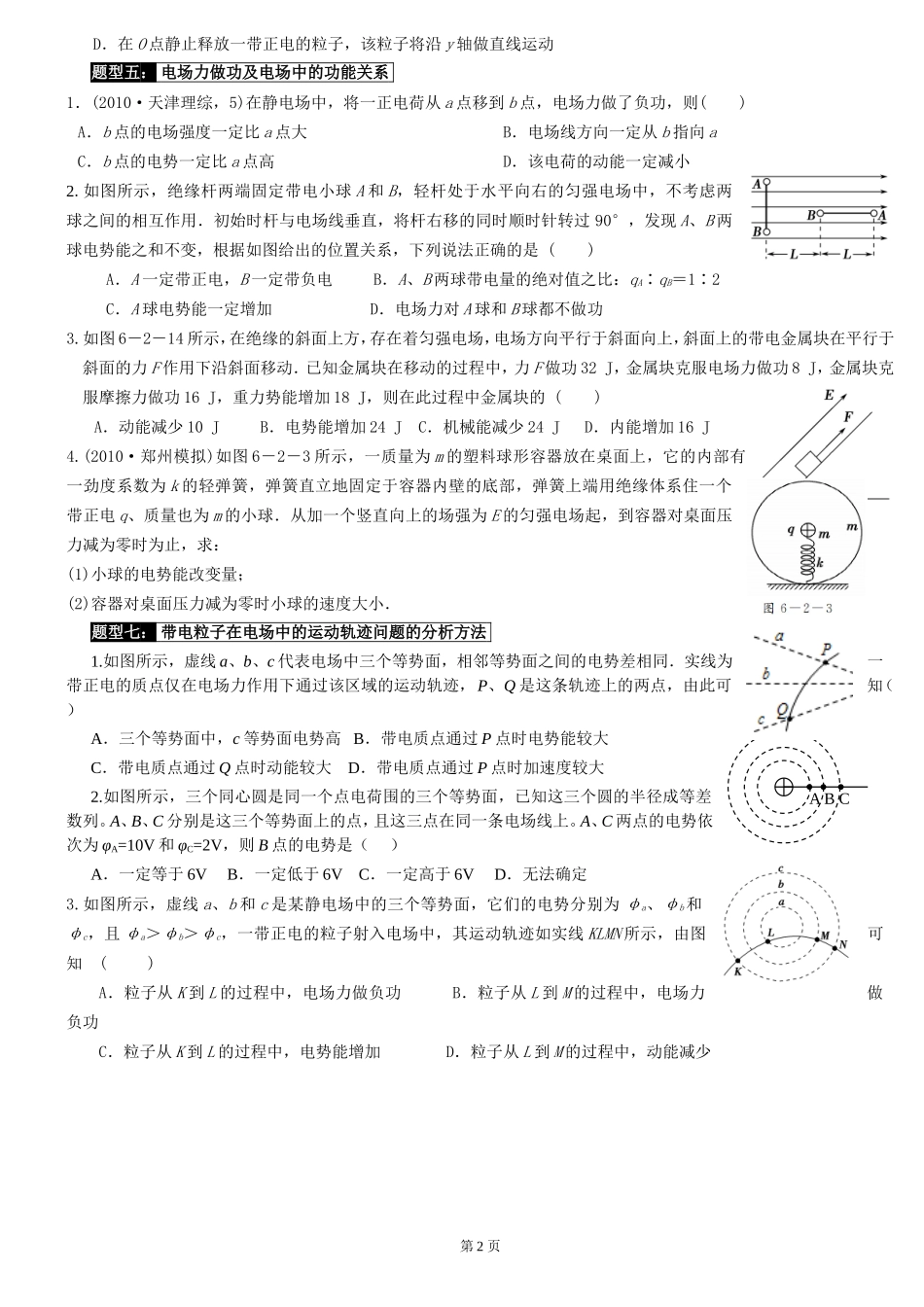 重点突破电场中能的性质---电场强度_电势_电势差_电势能等的关系_第2页