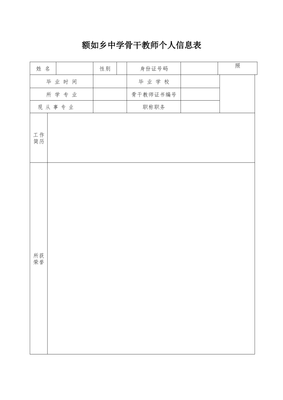 额如乡中学骨干教师个人信息表_第1页