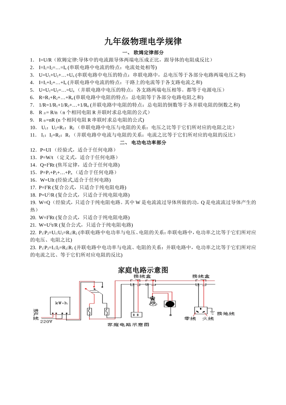 九年级物理公式和规律_第1页