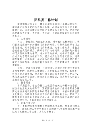 团县委工作计划