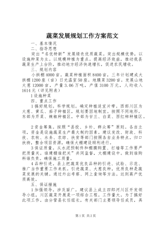 蔬菜发展规划工作方案范文