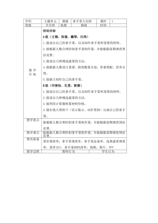 主题单元《拿手菜大比拼》