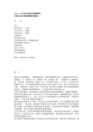 某某年成都红瓦寺项目营销报告