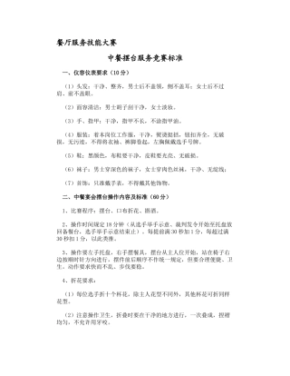 餐厅服务技能大赛