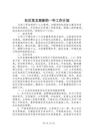 社区党支部新的一年工作计划