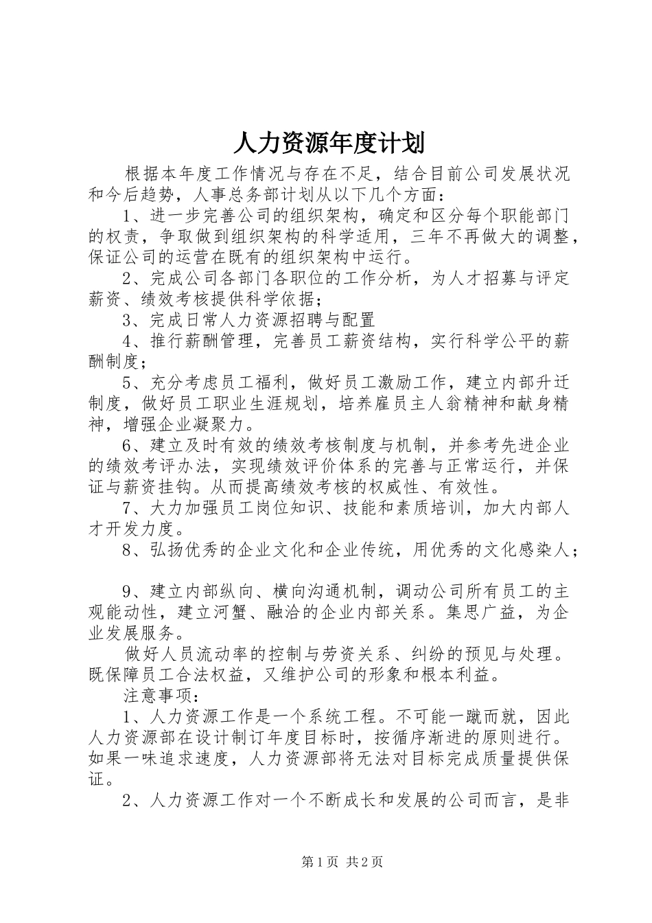 人力资源年度计划_第1页