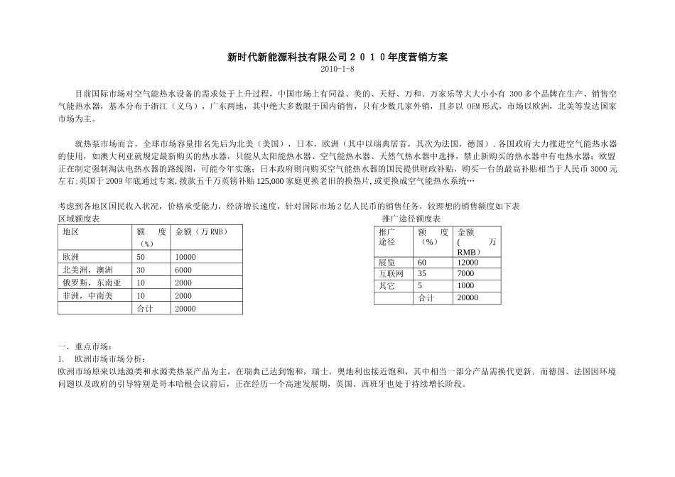 新时代新能源科技有限公司XXXX年度营销方案_第1页