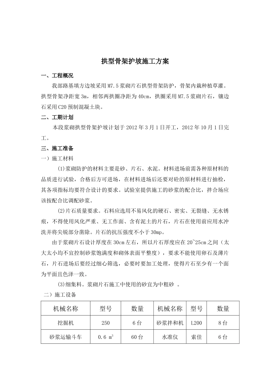 拱形骨架护坡施工方案(附施工祥图)_第1页
