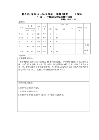 四年级体育质量分析MicrosoftWord文档