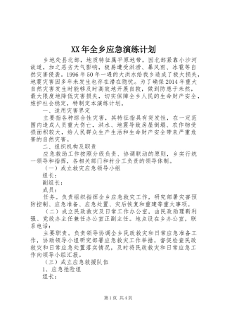 XX年全乡应急演练计划