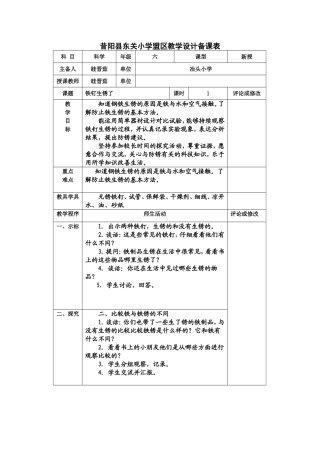 六年级科学《铁钉生锈了》第一课时共案
