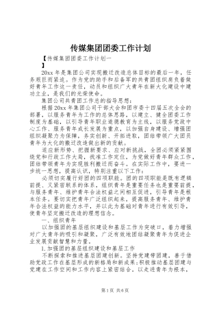 传媒集团团委工作计划