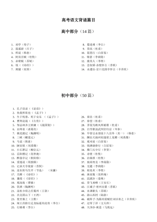 高考语文背诵篇目