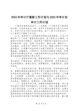 20XX年审计厅最新工作计划与20XX年审计处审计工作计划