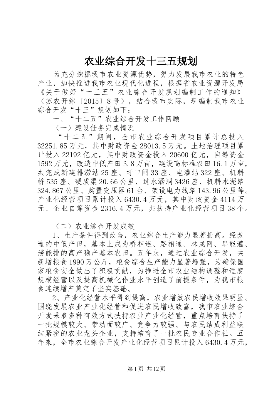 农业综合开发十三五规划_第1页