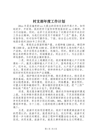 村支部年度工作计划