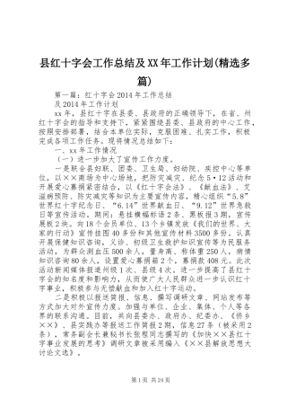 县红十字会工作总结及XX年工作计划(精选多篇)