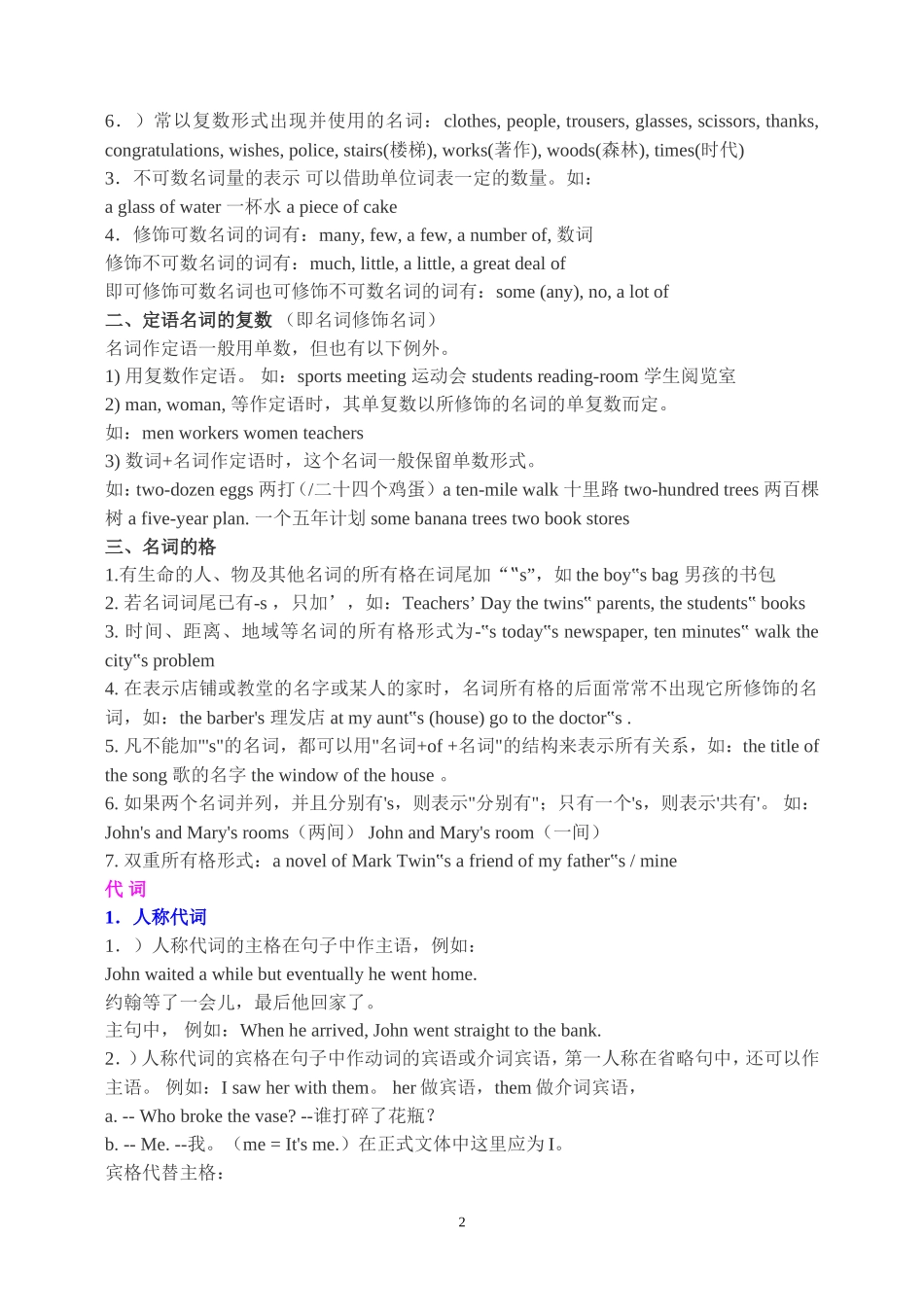 初三英语语法总复习_第2页