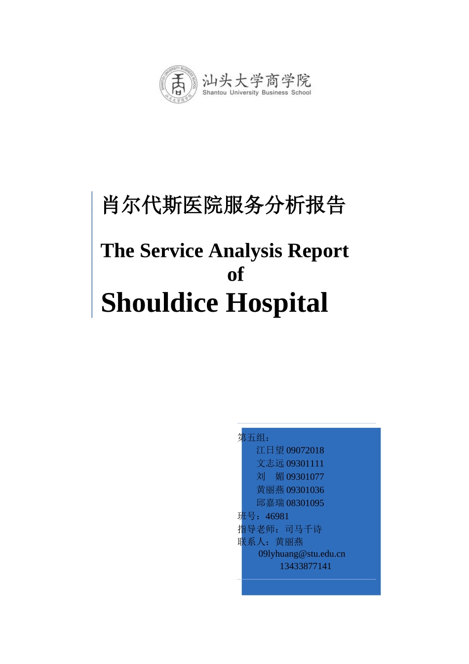 肖尔代斯医院服务分析报告最终版_第1页