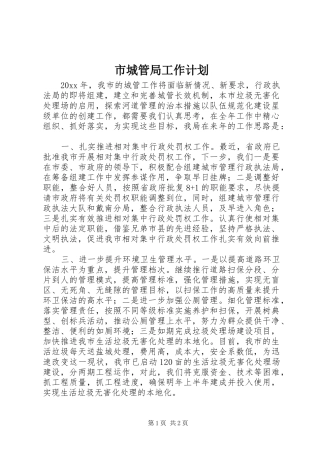 市城管局工作计划