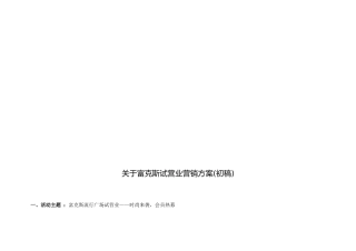 有关富克斯试营业营销方案