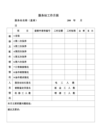 客车特约维修服务站工作手册