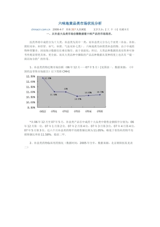 六味地黄品类市场状况分析