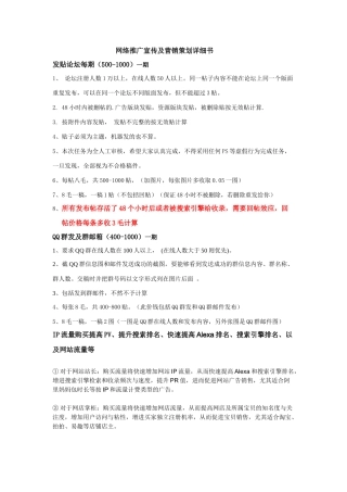 网络推广宣传及营销策划详细书
