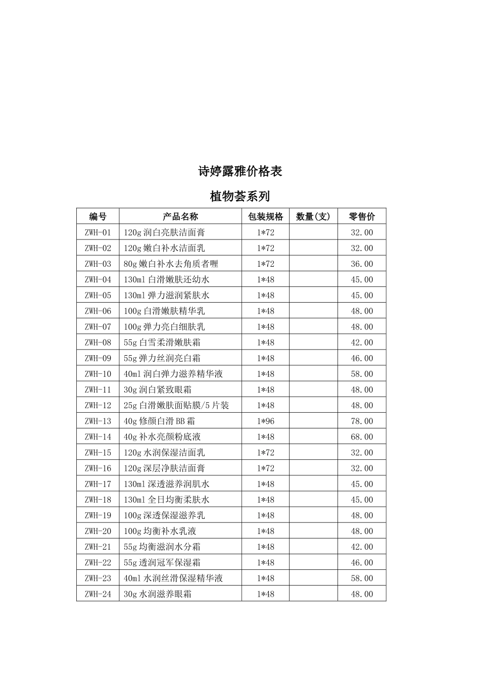 诗婷露雅价格表汇编_第1页