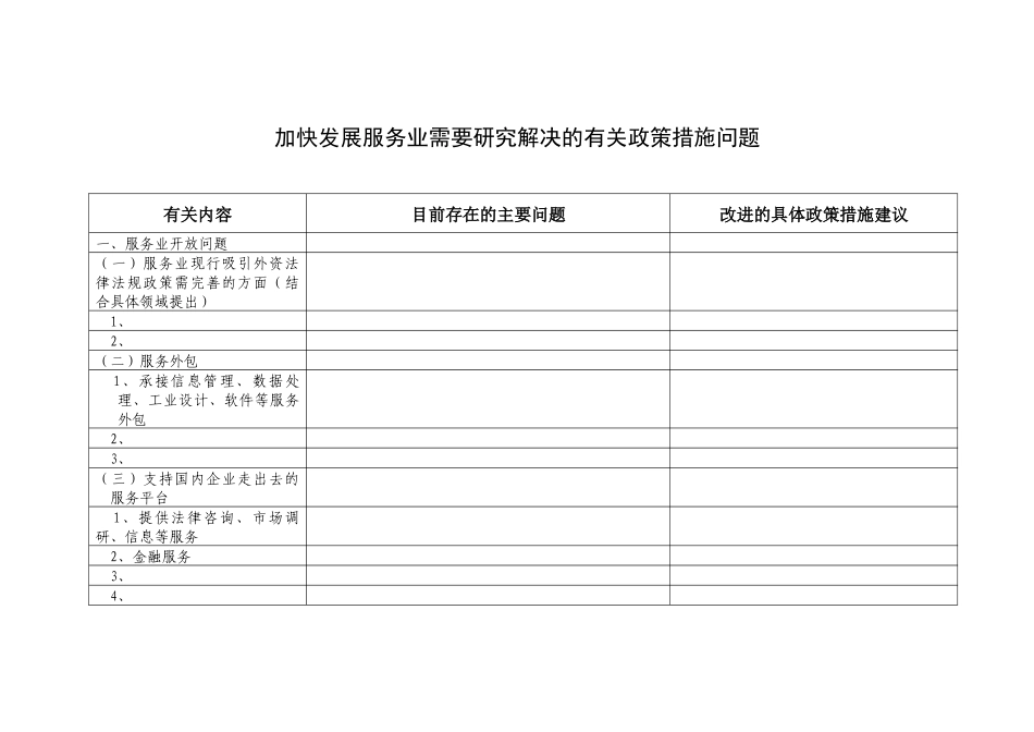 加快发展服务业需要研究解决的有关政策措施问题_第1页