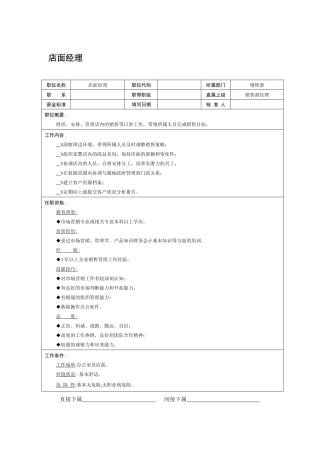职位说明书-店面经理