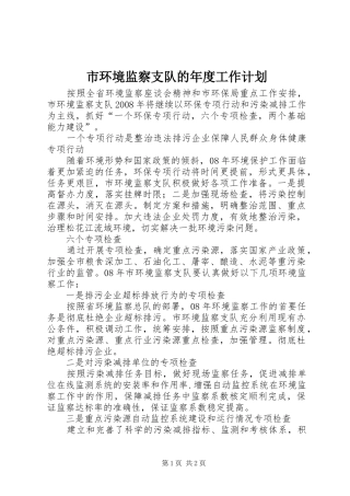 市环境监察支队的年度工作计划