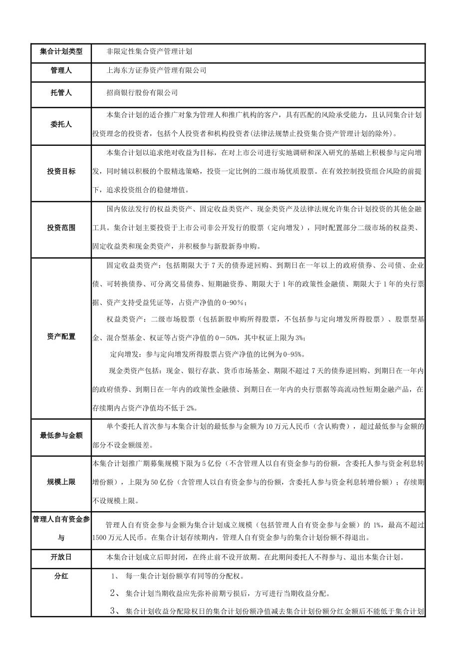 有关东方红-新睿1号集合资产管理计划的销售公告_第3页
