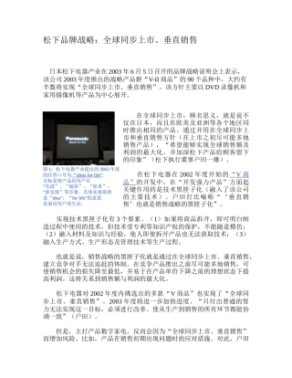 品牌战略：全球同步上市、垂直销售（松下）