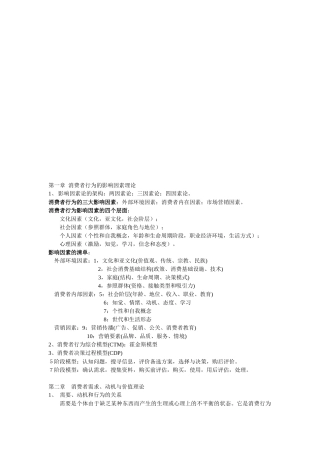 消费者行为学期末考试重点