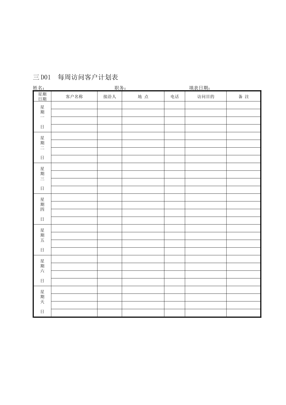 企业管理表格  营销管理D纵表格_第1页